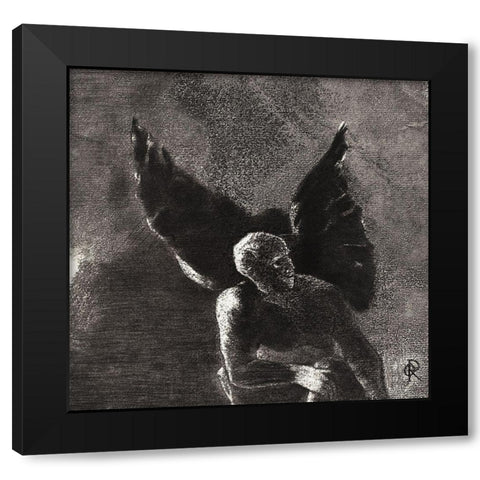 Glory and Praise To You, Satan, In the Heights of Heaven, Where You Reigned, and in the Depths of He Black Modern Wood Framed Art Print by Redon, Odilon