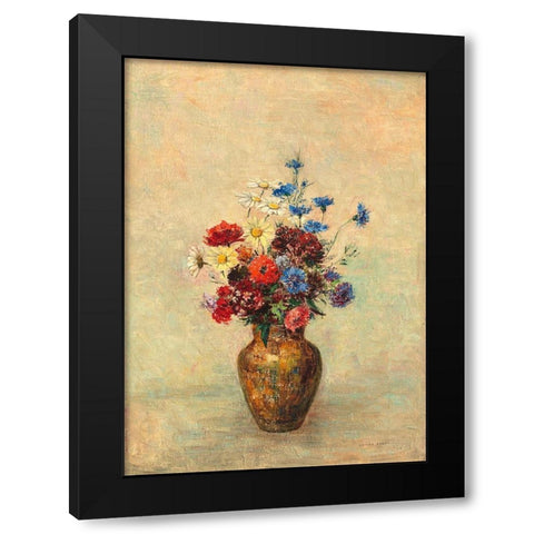 Flowers in a Vase Black Modern Wood Framed Art Print with Double Matting by Redon, Odilon
