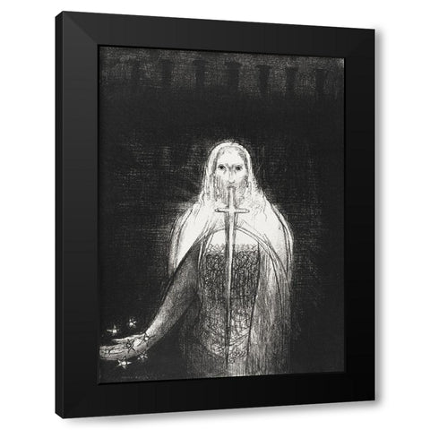 And He Had in His Right Hand Seven Stars, and Out of His Mouth Went a Sharp Two-Edged SwordÂ  Black Modern Wood Framed Art Print with Double Matting by Redon, Odilon