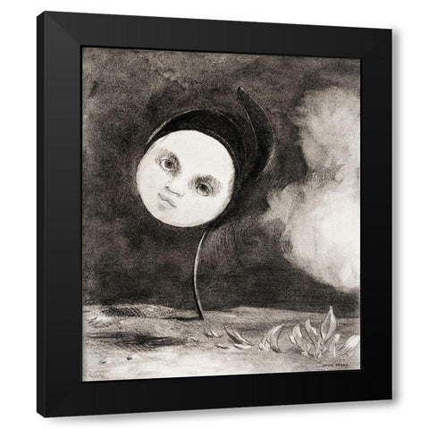 Strange Flower (Little Sister of the Poor) Black Modern Wood Framed Art Print by Redon, Odilon