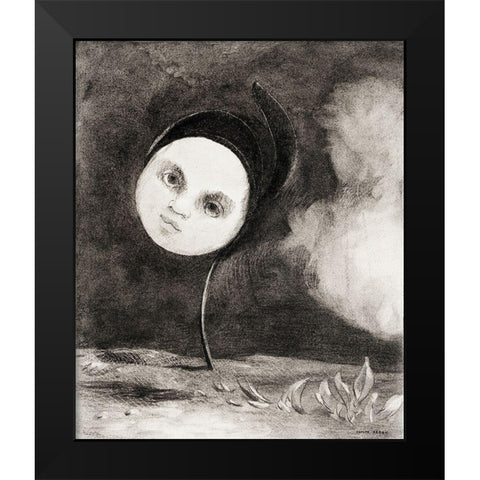 Strange Flower (Little Sister of the Poor) Black Modern Wood Framed Art Print by Redon, Odilon