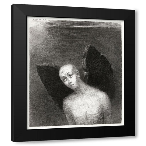 The Fallen Angel Spreads His Black Wings Black Modern Wood Framed Art Print by Redon, Odilon