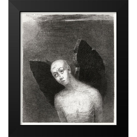 The Fallen Angel Spreads His Black Wings Black Modern Wood Framed Art Print by Redon, Odilon