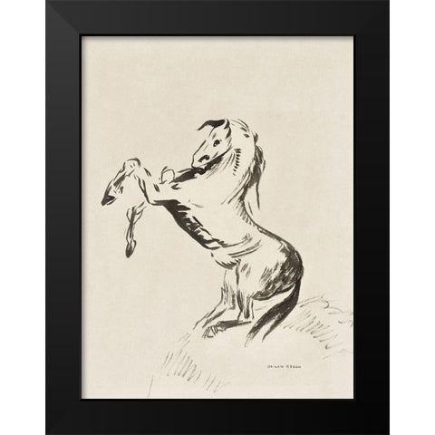 Jumping Horse on Clouds (Pegasus) Black Modern Wood Framed Art Print by Redon, Odilon