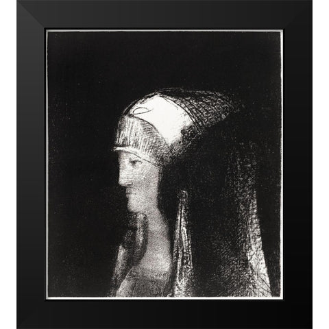 Druidesse Black Modern Wood Framed Art Print by Redon, Odilon