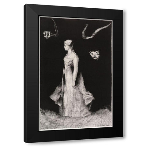 Haunting Black Modern Wood Framed Art Print with Double Matting by Redon, Odilon