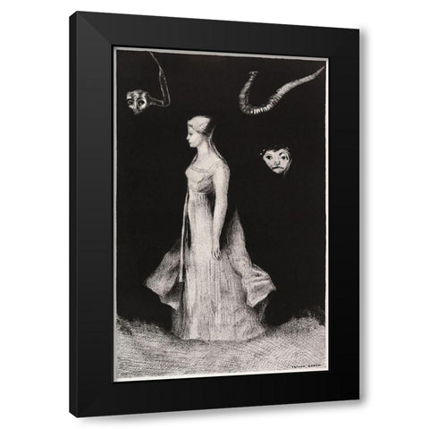 Haunting Black Modern Wood Framed Art Print by Redon, Odilon