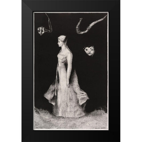 Haunting Black Modern Wood Framed Art Print by Redon, Odilon