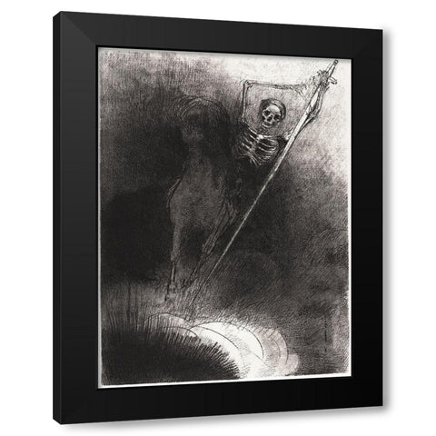 And His Name That Sat on Him Was Death Black Modern Wood Framed Art Print by Redon, Odilon