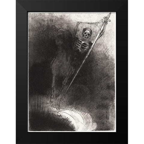 And His Name That Sat on Him Was Death Black Modern Wood Framed Art Print by Redon, Odilon