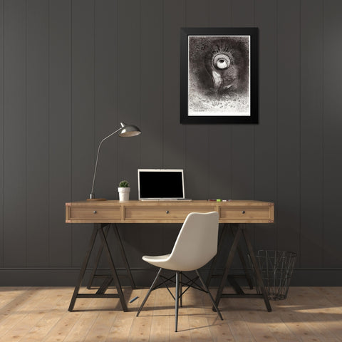 There Was Perhaps a First Vision Attempted by the Flower Black Modern Wood Framed Art Print by Redon, Odilon