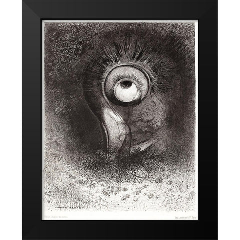 There Was Perhaps a First Vision Attempted by the Flower Black Modern Wood Framed Art Print by Redon, Odilon