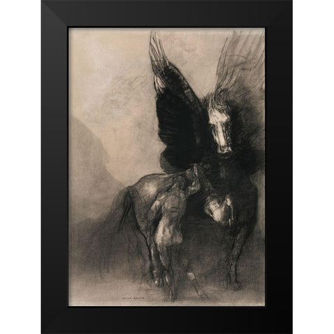 Pegasus and Bellerophon Black Modern Wood Framed Art Print by Redon, Odilon