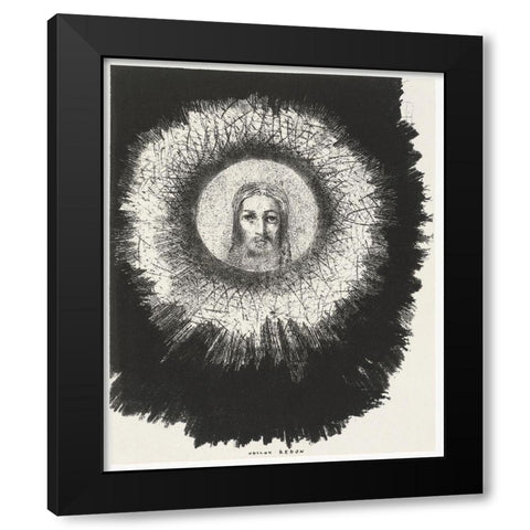 And the Face of Christ Shone in the Disk of the Sun Black Modern Wood Framed Art Print by Redon, Odilon