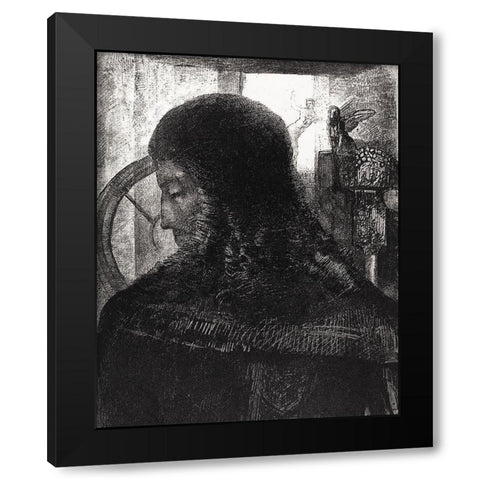 Old Knight Black Modern Wood Framed Art Print by Redon, Odilon