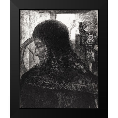 Old Knight Black Modern Wood Framed Art Print by Redon, Odilon