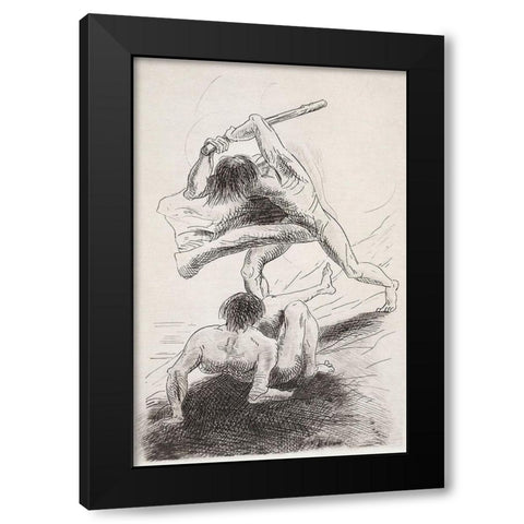 Cain and Abel Black Modern Wood Framed Art Print by Redon, Odilon