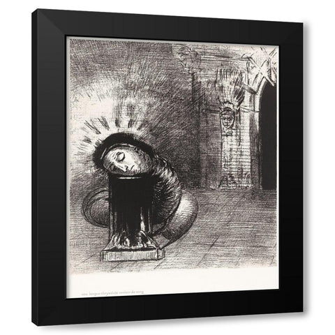 A Long Chrysalis, the Color of Blood Black Modern Wood Framed Art Print with Double Matting by Redon, Odilon