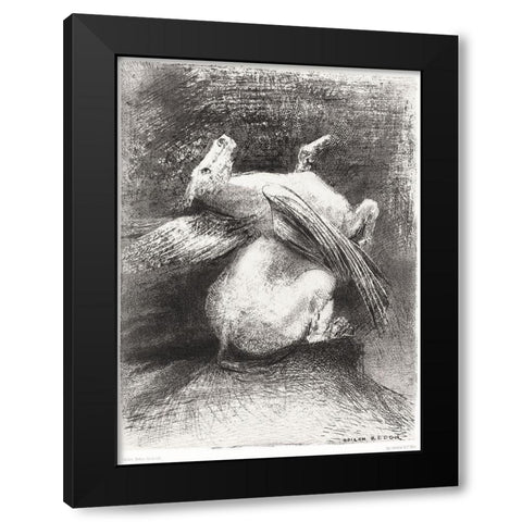 The Impotent Wing Did Not Lift the Animal Into That Black SpaceÂ  Black Modern Wood Framed Art Print with Double Matting by Redon, Odilon