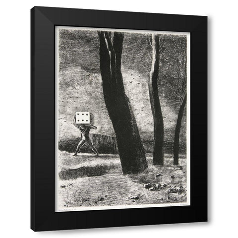 Le Joueur Black Modern Wood Framed Art Print with Double Matting by Redon, Odilon