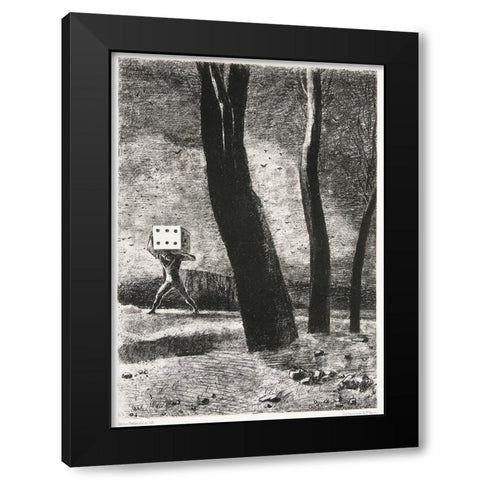 Le Joueur Black Modern Wood Framed Art Print by Redon, Odilon