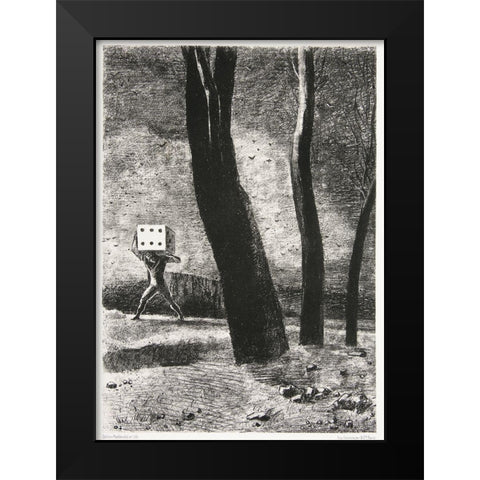 Le Joueur Black Modern Wood Framed Art Print by Redon, Odilon