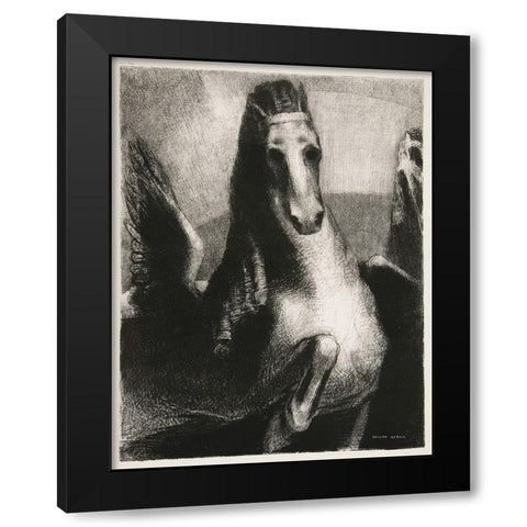 The Wing Black Modern Wood Framed Art Print with Double Matting by Redon, Odilon