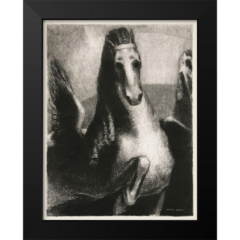 The Wing Black Modern Wood Framed Art Print by Redon, Odilon