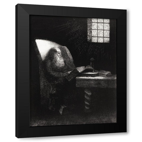 The Reader Black Modern Wood Framed Art Print with Double Matting by Redon, Odilon