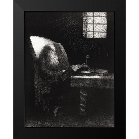 The Reader Black Modern Wood Framed Art Print by Redon, Odilon