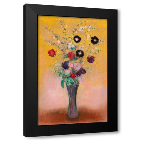 Vase of Flowers Black Modern Wood Framed Art Print with Double Matting by Redon, Odilon