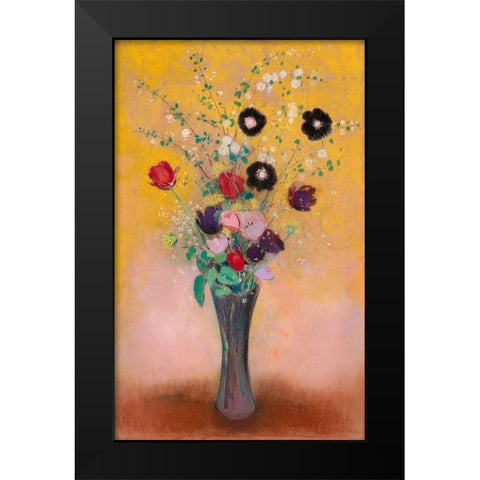 Vase of Flowers Black Modern Wood Framed Art Print by Redon, Odilon