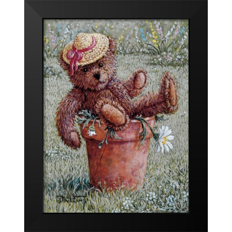 Bear With Hat Black Modern Wood Framed Art Print by Kruskamp, Janet