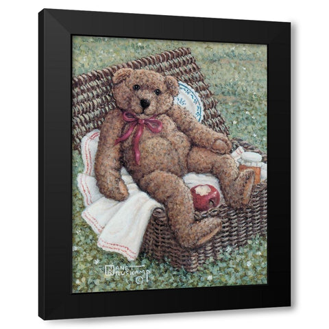 Bear in a Basket Black Modern Wood Framed Art Print by Kruskamp, Janet