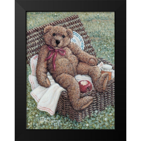 Bear in a Basket Black Modern Wood Framed Art Print by Kruskamp, Janet