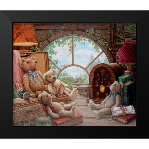 Bears In The Attic Black Modern Wood Framed Art Print by Kruskamp, Janet