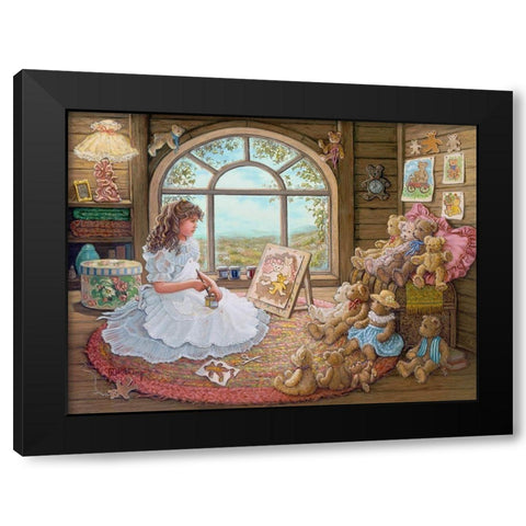 Jenny Paints Her Bears Black Modern Wood Framed Art Print with Double Matting by Kruskamp, Janet