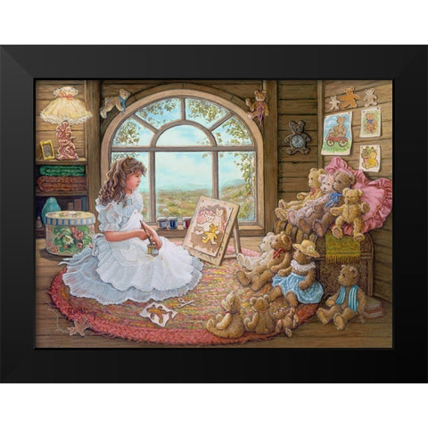 Jenny Paints Her Bears Black Modern Wood Framed Art Print by Kruskamp, Janet