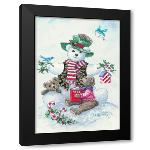 Snowman Teddy Bear I Black Modern Wood Framed Art Print with Double Matting by Kruskamp, Janet
