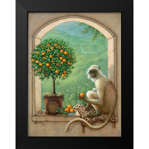 Monkey and Orange Tree Black Modern Wood Framed Art Print by Kruskamp, Janet