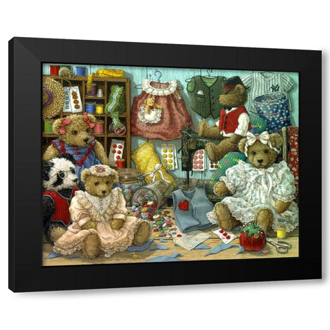 Teddy Bear Wear Black Modern Wood Framed Art Print by Kruskamp, Janet