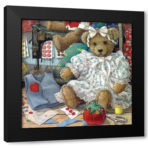 Bears n Bows Black Modern Wood Framed Art Print by Kruskamp, Janet