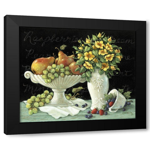 Wild Roses with Fruit Black Modern Wood Framed Art Print by Kruskamp, Janet