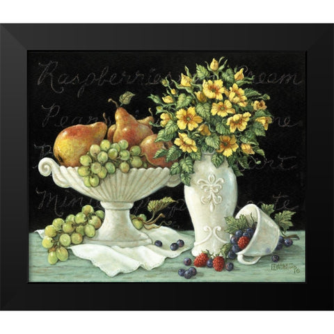 Wild Roses with Fruit Black Modern Wood Framed Art Print by Kruskamp, Janet