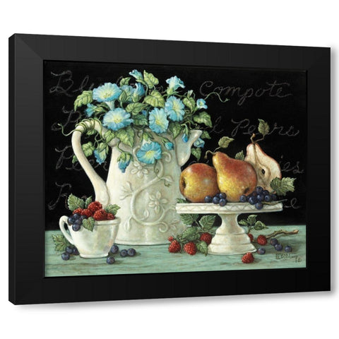 Morning Glories with Fruit Black Modern Wood Framed Art Print with Double Matting by Kruskamp, Janet