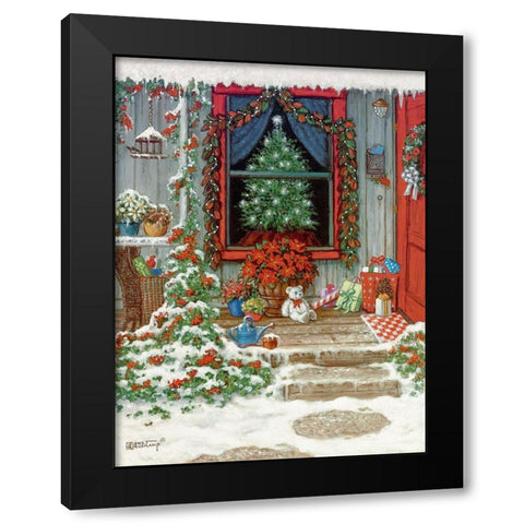 Holiday Front Porch Black Modern Wood Framed Art Print with Double Matting by Kruskamp, Janet