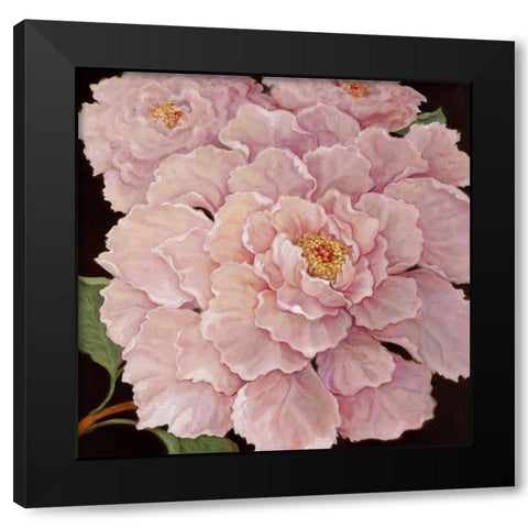 Fuschia Peonies Black Modern Wood Framed Art Print with Double Matting by Kruskamp, Janet
