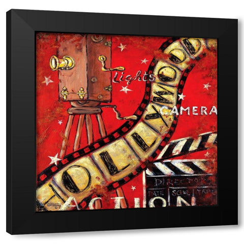 Lights, Camera, Action Black Modern Wood Framed Art Print with Double Matting by Kruskamp, Janet