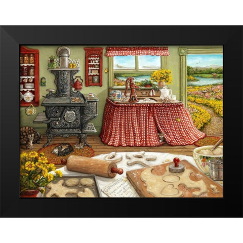 Cookie Baking Day Black Modern Wood Framed Art Print by Kruskamp, Janet