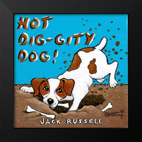 Hot Dig-Gity Dog Black Modern Wood Framed Art Print by Kruskamp, Janet
